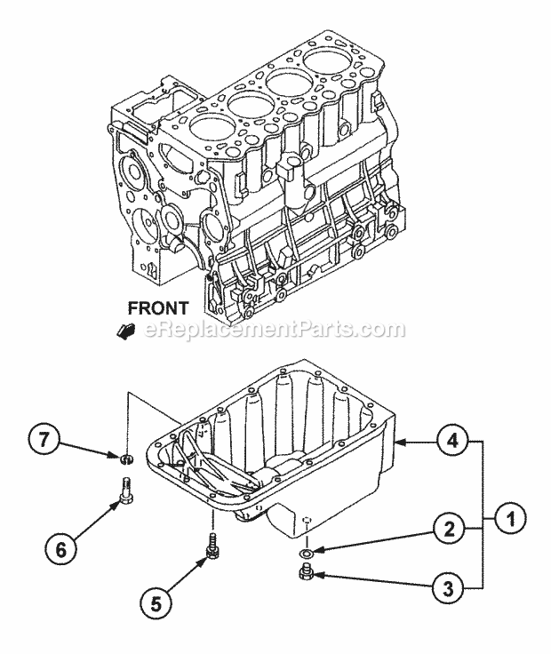 Oil Pan Diagram and Parts List for 54A-458D100, 590-603-100 Cub Cadet Lawn Tractor
